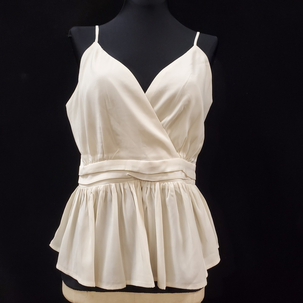 Express‎ Womens Ethereal Ivory Top Size S Angelcore Peplum Romantic Balletcore